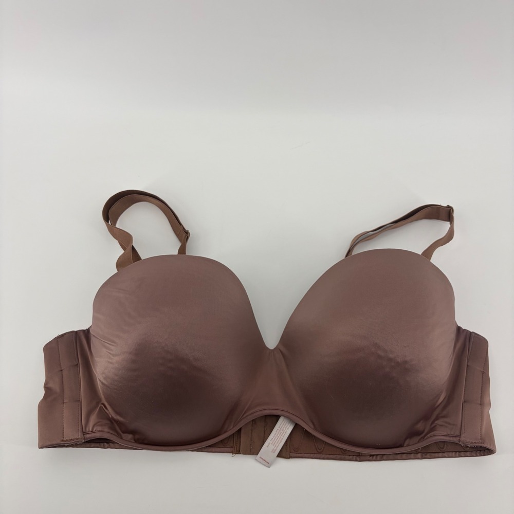 Cacique Womens 44DD Brown Strapless Bra Multi-Way Convertible Underwire Smooth